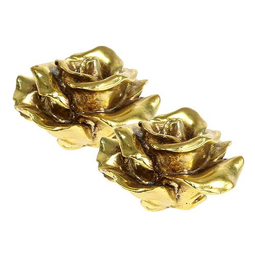 Floristik24 Roses décoratives dorées Ø8cm 6 pcs