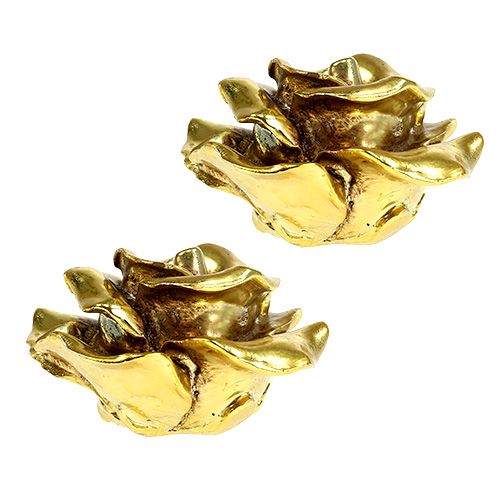 Floristik24 Roses décoratives dorées Ø8cm 6 pcs