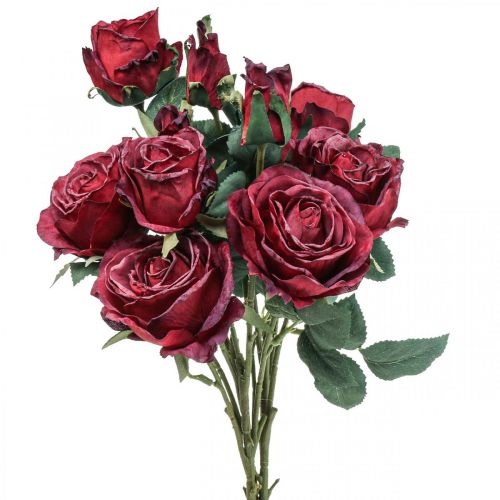 Roses déco roses artificielles rouges fleurs en soie 50cm 3pcs