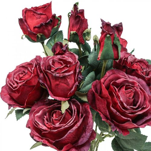 Roses déco roses artificielles rouges fleurs en soie 50cm 3pcs