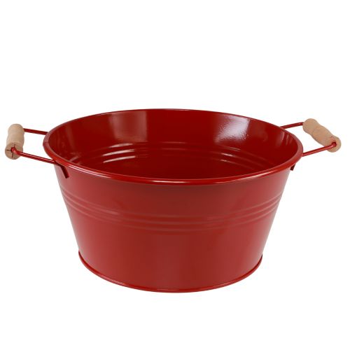 Floristik24 Bol décoratif avec anses vase à fleurs en métal rouge Ø29cm H14,5cm