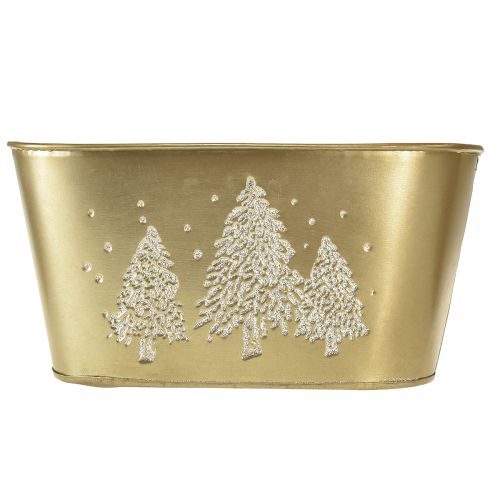Article Bol décoratif ovale pour sapin de Noël doré 24×13×12,5cm