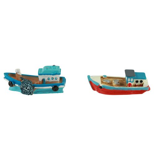 Floristik24 Déco bateau bateau bleu rouge décoration de table maritime 5cm 8 pcs
