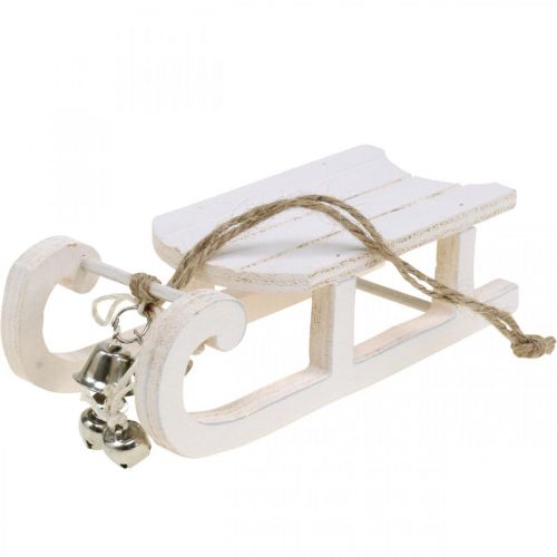 Article Traîneau décoratif blanc argent avec cordon de cloche L13cm 4 pièces