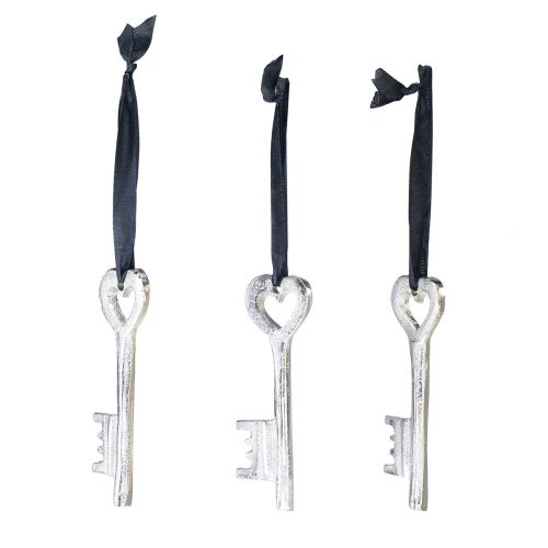 Floristik24 Clé décorative argent cintre décoratif métal 6x11cm 3pcs