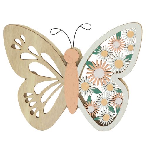Article Fleurs décoratives en bois papillon 15x12cm naturel/coloré 3pcs