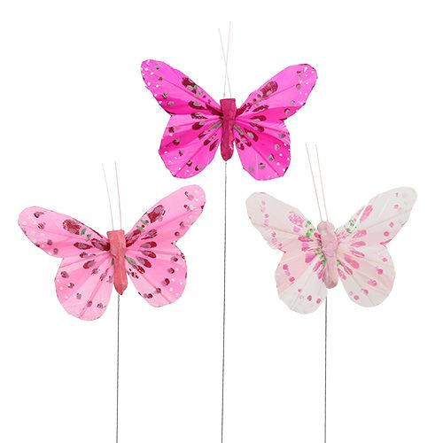 Floristik24 Déco papillon rose-rose tri. 6 cm 24 pièces