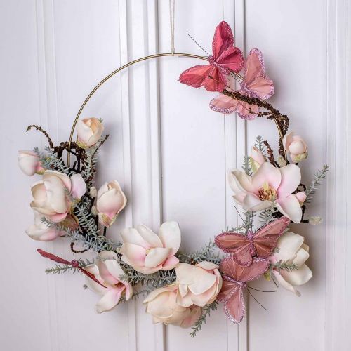 Papillon déco sur fil plume papillon rose 10×6cm 12pcs