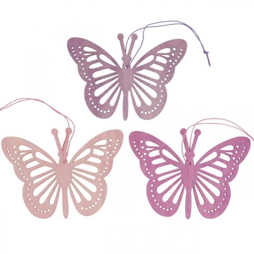 Floristik24 Déco papillons déco cintre violet/rose/rose 12cm 12pcs