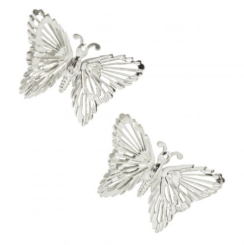 Floristik24 Papillons décoratifs en métal à suspendre décoration argent 5cm 30pcs