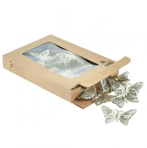Article Papillons décoratifs en métal à suspendre argenté 5cm 30 pcs