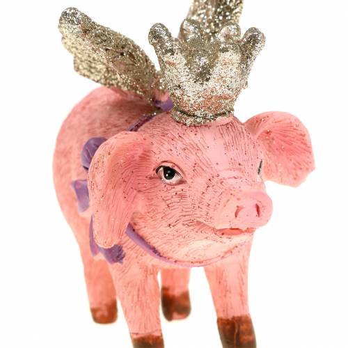 Floristik24 Figurine décorative cochon avec couronne 9cm 2pcs