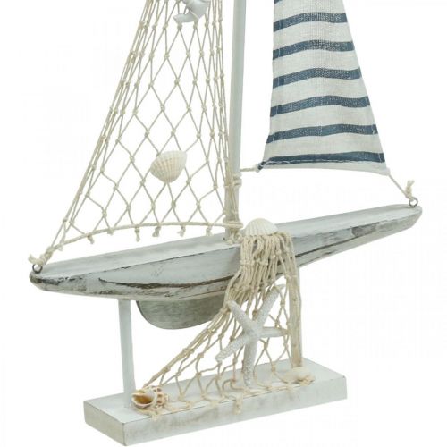 Floristik24 Déco Voilier Bois Blanc Bleu Maritime Déco Navire 28×3×55cm
