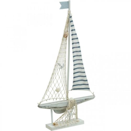 Floristik24 Déco Voilier Bois Blanc Bleu Maritime Déco Navire 28×3×55cm