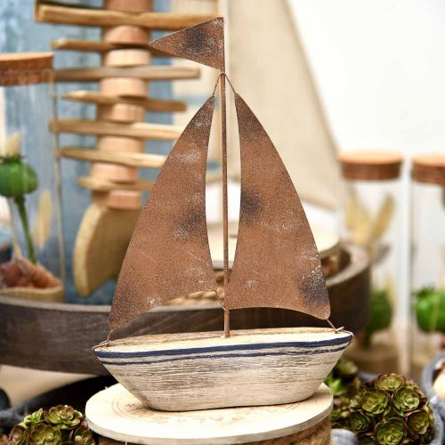 Floristik24 Déco voilier bois rouille décoration maritime 16×25cm