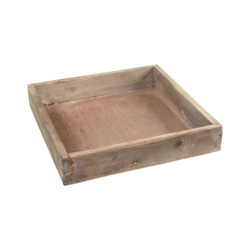 Floristik24 Plateau décoratif plateau carré en bois naturel 20×20×3,5cm