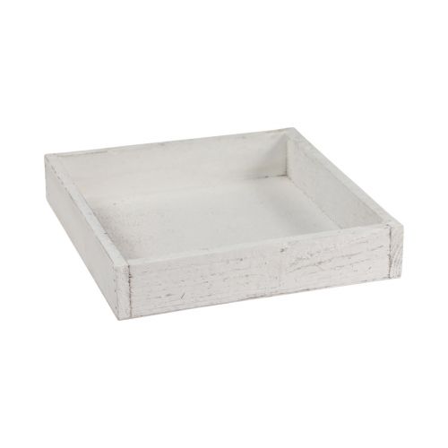 Article Plateau décoratif plateau carré en bois blanc 20×20×3,5cm