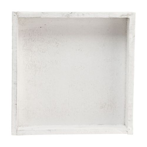 Floristik24 Plateau décoratif plateau carré en bois blanc 20×20×3,5cm