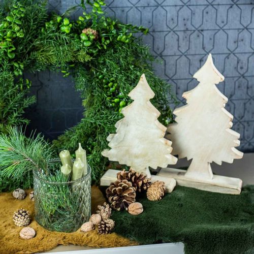 Floristik24 Déco sapin de Noël en bois, sapin de Noël blanc lavé 27×17×5cm