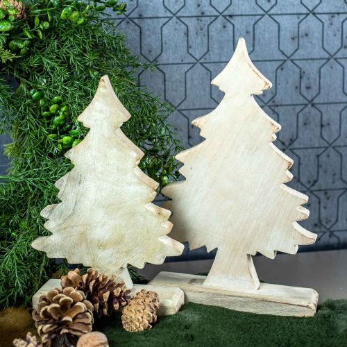 Article Déco sapin de Noël bois lavé décoration de table Avent 32×20×5.5cm