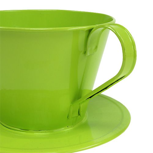 Floristik24 Tasse décorative avec soucoupe verte Ø 16 cm H. 11 cm