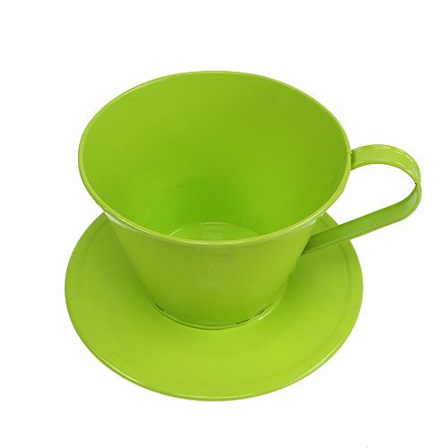 Floristik24 Tasse décorative avec soucoupe verte Ø 16 cm H. 11 cm