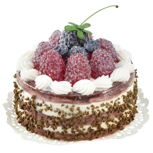 Floristik24 Gâteau décoratif chocolat aux framboises factice gâteau Ø10cm