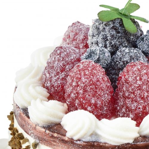 Floristik24 Gâteau décoratif chocolat aux framboises factice gâteau Ø10cm