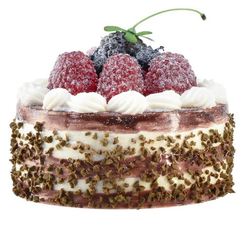 Floristik24 Gâteau décoratif chocolat aux framboises factice gâteau Ø10cm