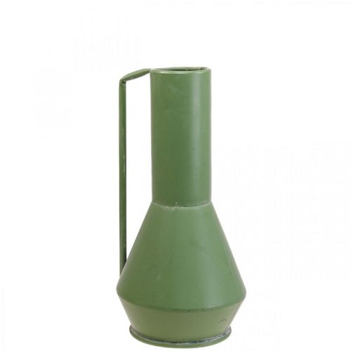 Floristik24 Vase décoratif métal anse verte cruche décorative 14cm H28.5cm