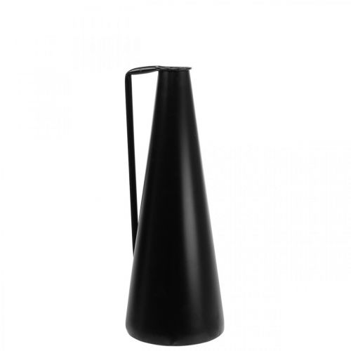 Vase décoratif en métal noir pichet décoratif conique 15x14.5x38cm