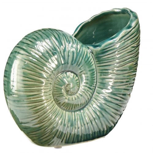 Article Vase décoratif coquille d&#39;escargot en céramique vert 18x8,5x15,5cm