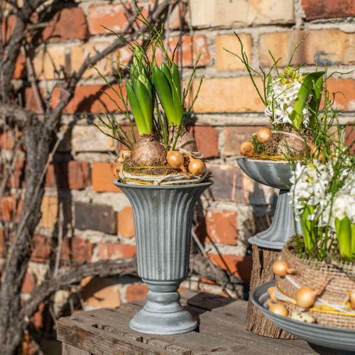 Floristik24 Vase décoratif vase coupe vintage vase gobelet gris H21,5cm Ø15cm