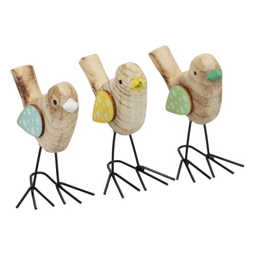 Floristik24 Oiseaux décoratifs oiseaux en bois décoration de table printemps naturel coloré 12cm 3 pcs