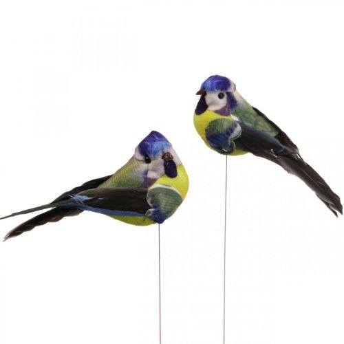 Floristik24 Déco Oiseaux sur Fil Déco Printemps Mésange Bleue 10×3cm 9pcs