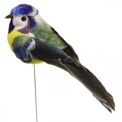 Floristik24 Déco Oiseaux sur Fil Déco Printemps Mésange Bleue 10×3cm 9pcs