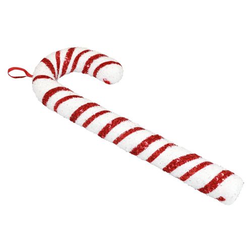 Article Canne à sucre décorative décoration de fenêtre de Noël rayures blanches rouges H51,5 cm