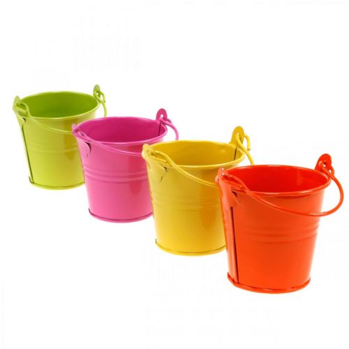 Floristik24 Seau décoratif jardinière seau en métal coloré assorti Ø6cm H6cm 12 pcs