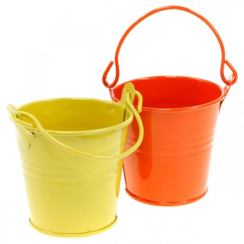 Floristik24 Seau décoratif jardinière seau en métal coloré assorti Ø6cm H6cm 12 pcs