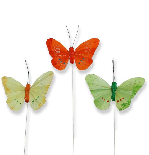 Floristik24 Papillons décoratifs sur le fil multicolore 8 cm