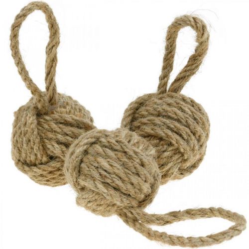 Floristik24 Décoration à suspendre boule de corde jute naturel Ø5,5cm 3pcs