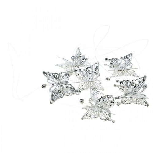 Floristik24 Pendentif déco papillon, décoration mariage, papillon métal, ressort 6 pcs
