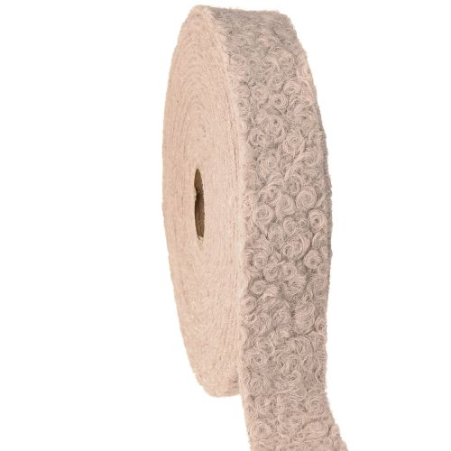 Ruban décoratif vieux rose large aspect laine 40 mm 8 m
