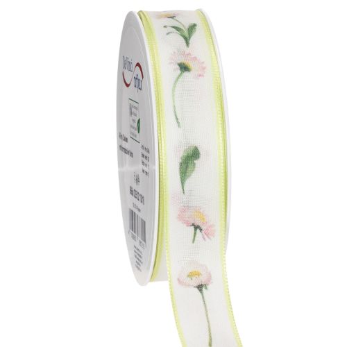 Ruban cadeau à motif floral Bellis, idéal pour les loisirs créatifs et l'emballage, 25 mm x 20 m acheter | Floristik24.be