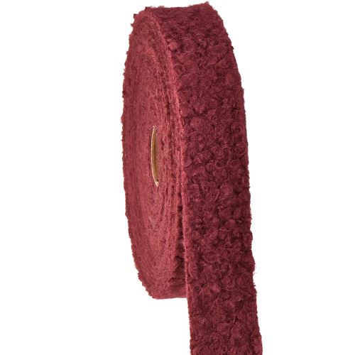 Ruban décoratif Bordeaux aspect laine large 40 mm 8 m