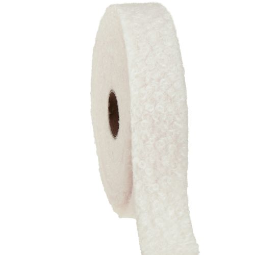 Ruban décoratif crème large aspect laine 40 mm 8 m