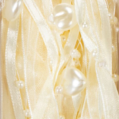 Article Ruban décoratif, crème, cœurs, perles, décoration de mariage, 10 mm, 5 m