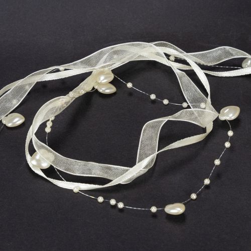 Article Ruban décoratif, crème, cœurs, perles, décoration de mariage, 10 mm, 5 m
