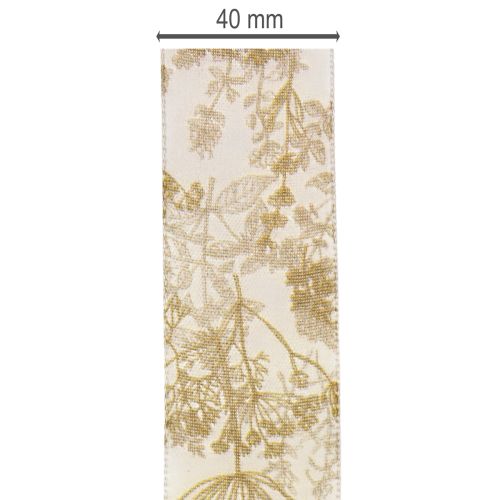Ruban cadeau à motifs végétaux, ruban décoratif à l'aneth, 40 mm de large, 20 m de long | Floristik24.be