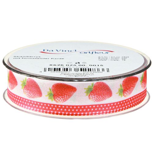Article Ruban décoratif fraises ruban en tissu bords indéformables 25mm 15m